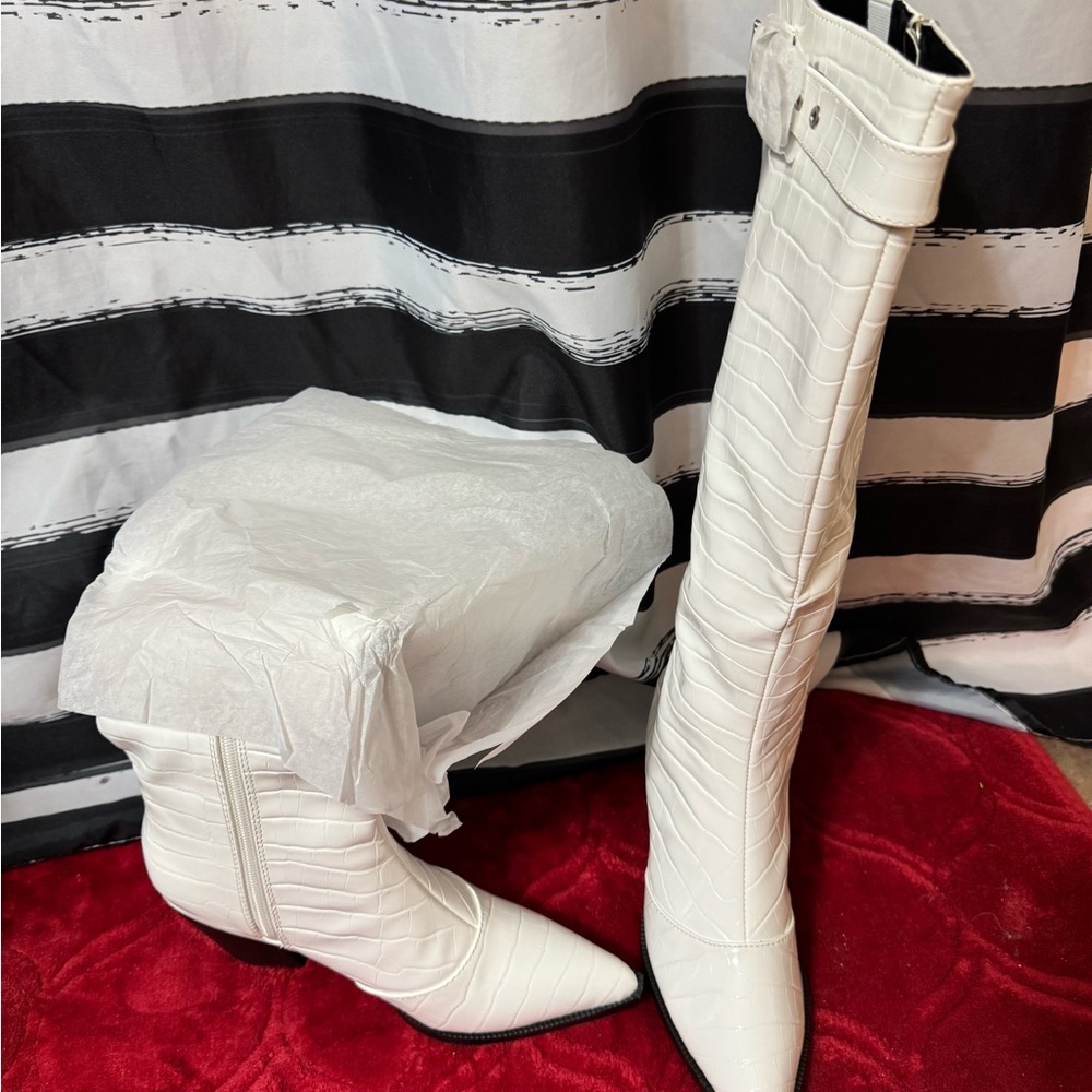 Elegant White Over the Knee Boots
